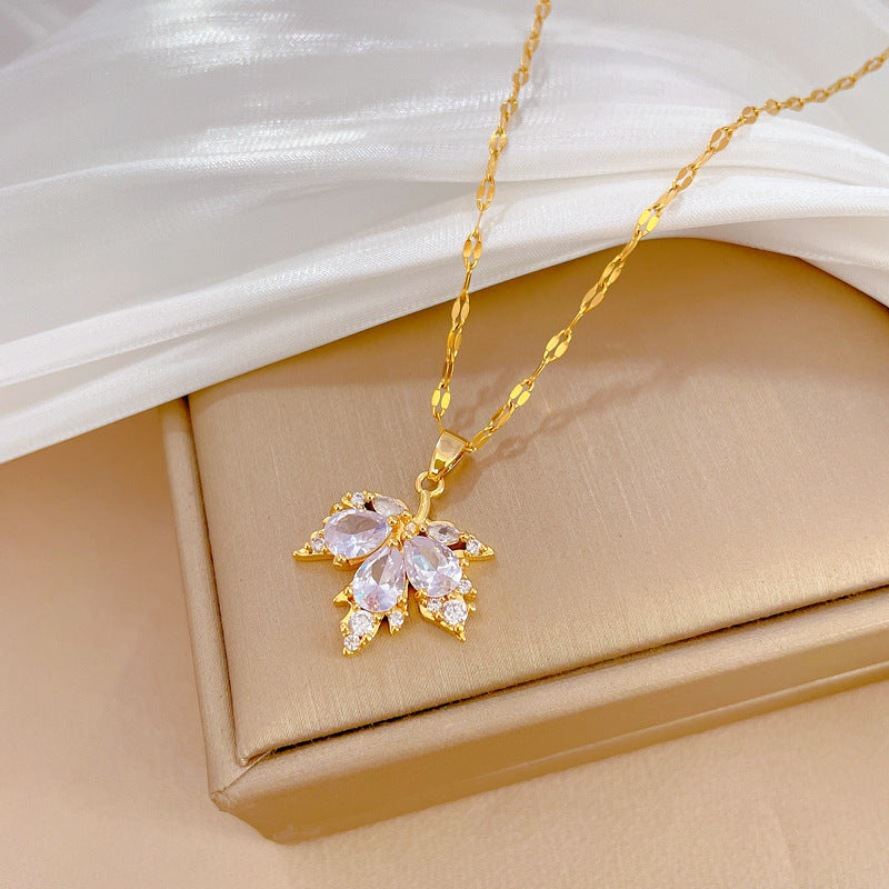 Fashion Micro-inlaid Necklace Earrings Set light Luxury