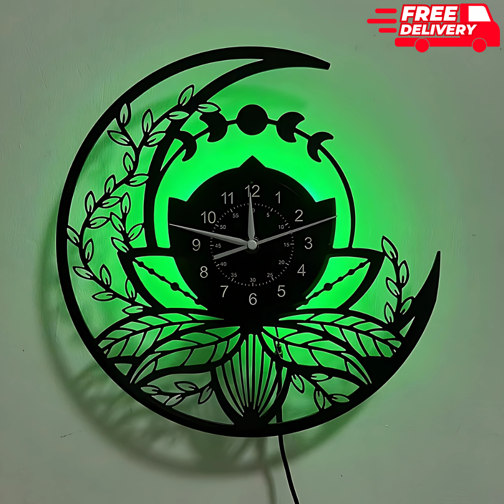 Acrylic Glass Moon Theme LED Wall Clock, Remote Controlled