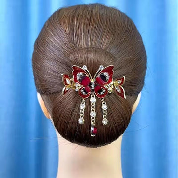 Fashion Elegant Zircon Butterfly Tassel Hairpin Accessories For woman Retro Ethnic style Small Crab Clip Headwear jewelry Gift