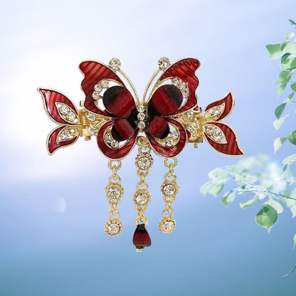Fashion Elegant Zircon Butterfly Tassel Hairpin Accessories For woman Retro Ethnic style Small Crab Clip Headwear jewelry Gift