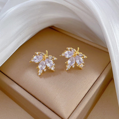Fashion Micro-inlaid Necklace Earrings Set light Luxury