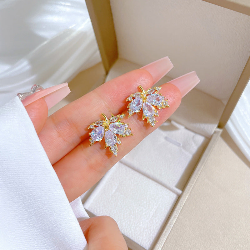 Fashion Micro-inlaid Necklace Earrings Set light Luxury