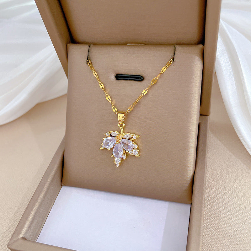 Fashion Micro-inlaid Necklace Earrings Set light Luxury