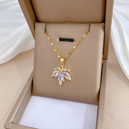 Fashion Micro-inlaid Necklace Earrings Set light Luxury