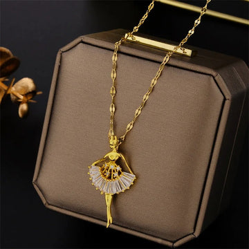 Trendy Pendant Chain Golden Plated Necklaces for Girls 2024