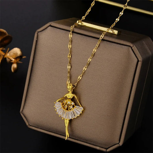 Trendy Pendant Chain Golden Plated Necklaces for Girls 2024