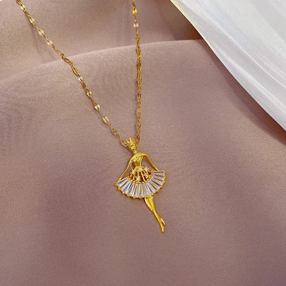 Trendy Pendant Chain Golden Plated Necklaces for Girls 2024