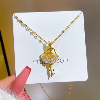 Trendy Pendant Chain Golden Plated Necklaces for Girls 2024